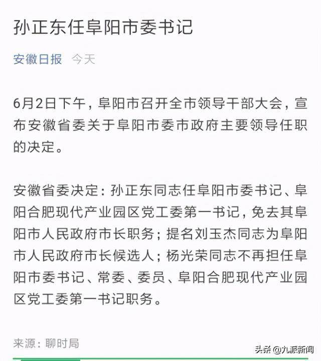 阜阳市委常委最新名单及工作概览